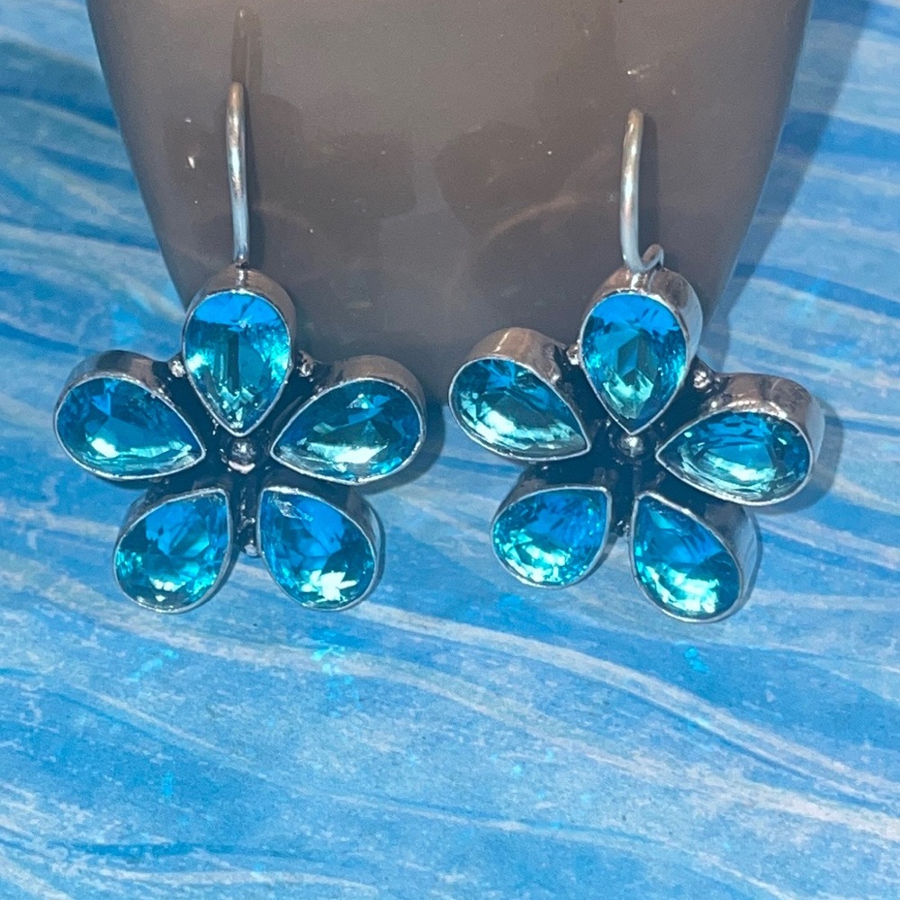 Blue Topaz Silver Earrings